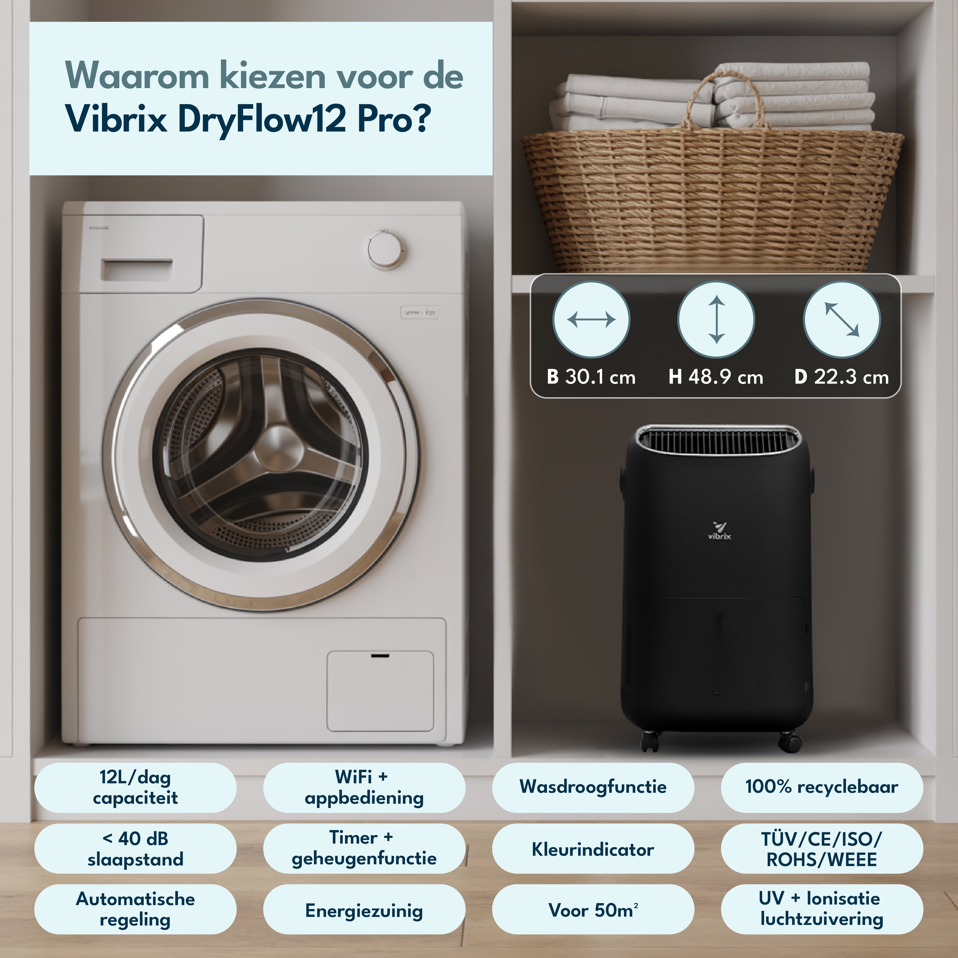 Vibrix DryFlow12 Pro Luchtontvochtiger