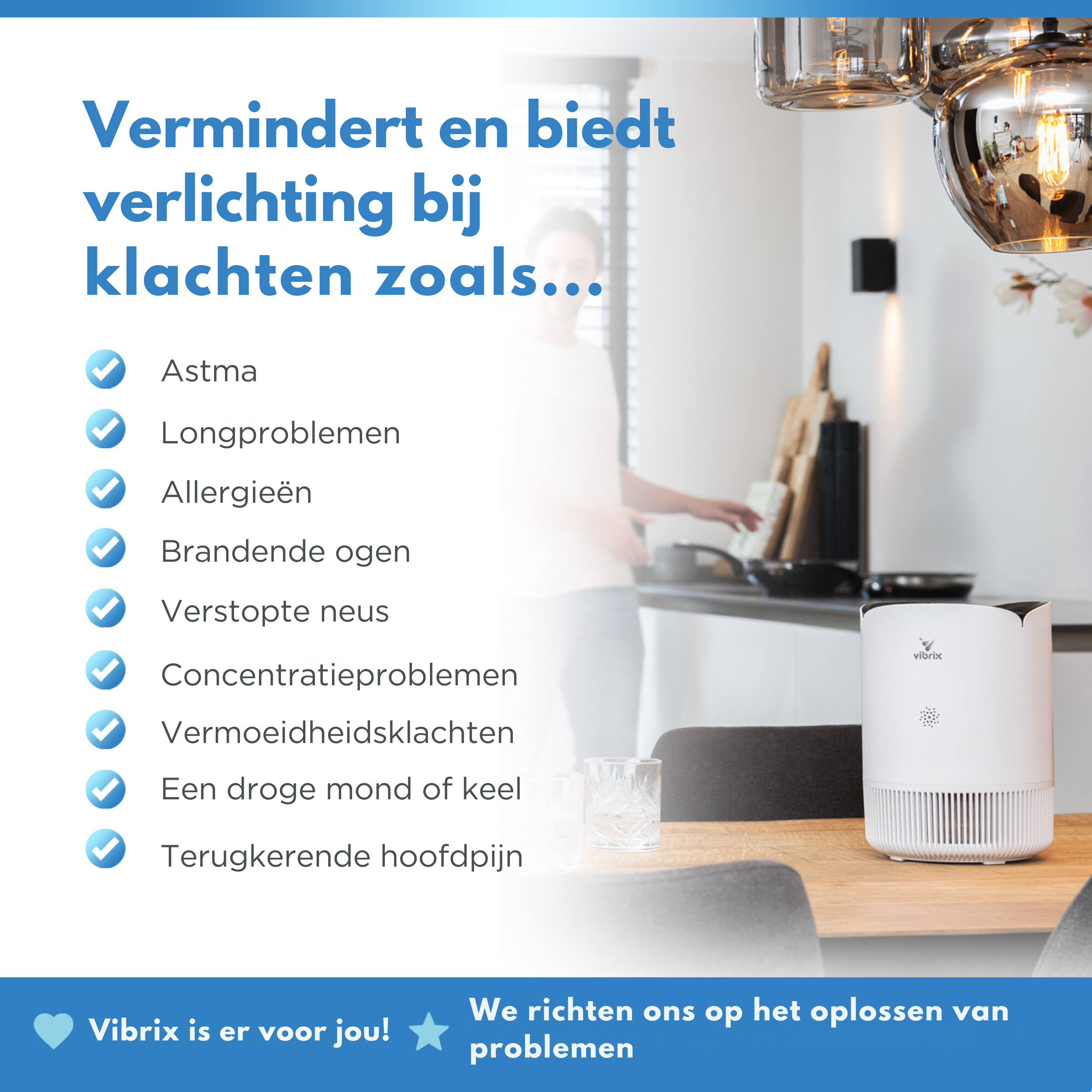 Vibrix Luchtreiniger Slaapkamer - 30 m2 - HEPA Filter - Ionisator - Luchtfilter - Air Purifier - Air Cleaner - PureFlow30 - CADR 180m3/h