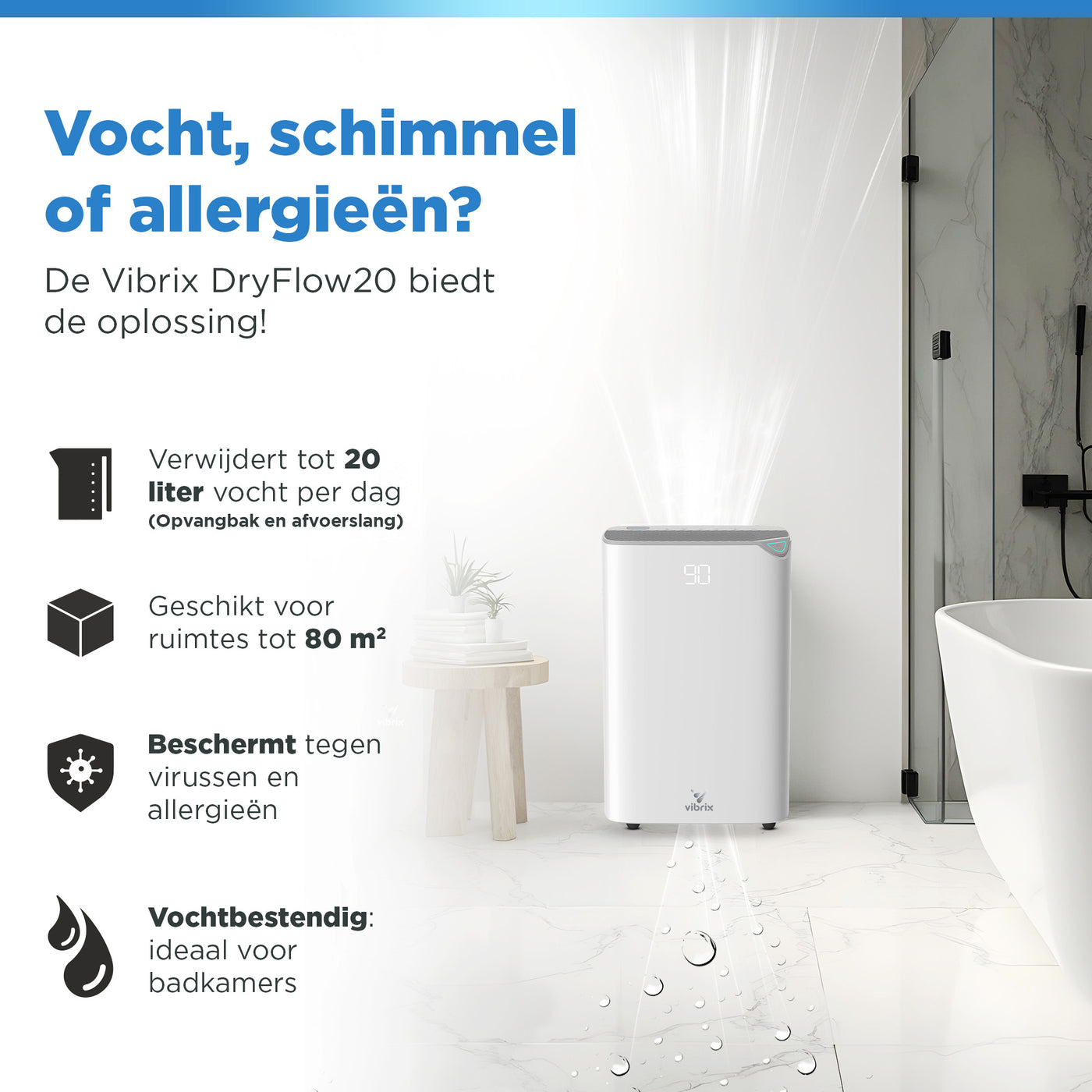 VIbrix DryFlow20 - Ontvochtiger + luchtreiniger