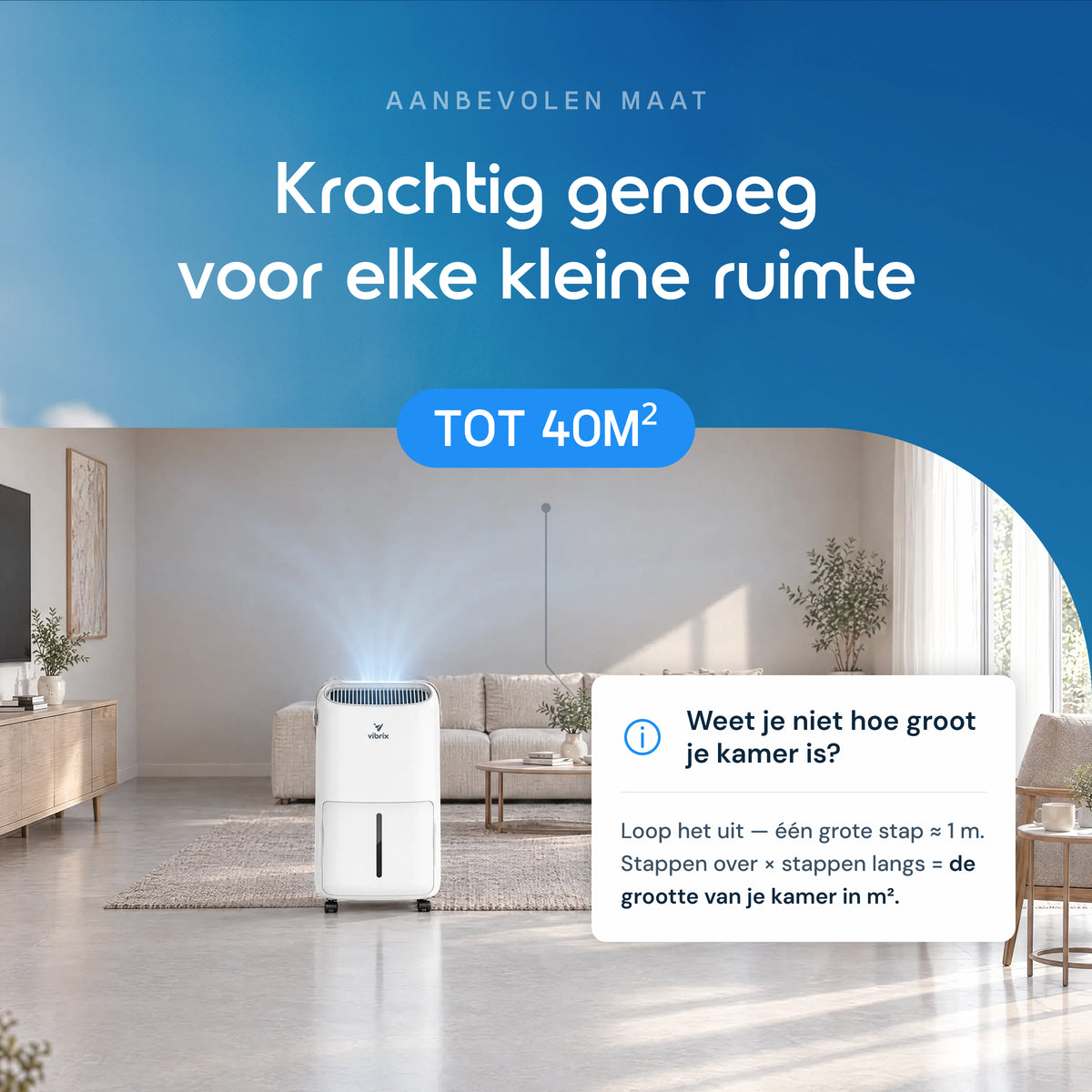 Vibrix DryFlow12 luchtontvochtiger tot 40 m²
