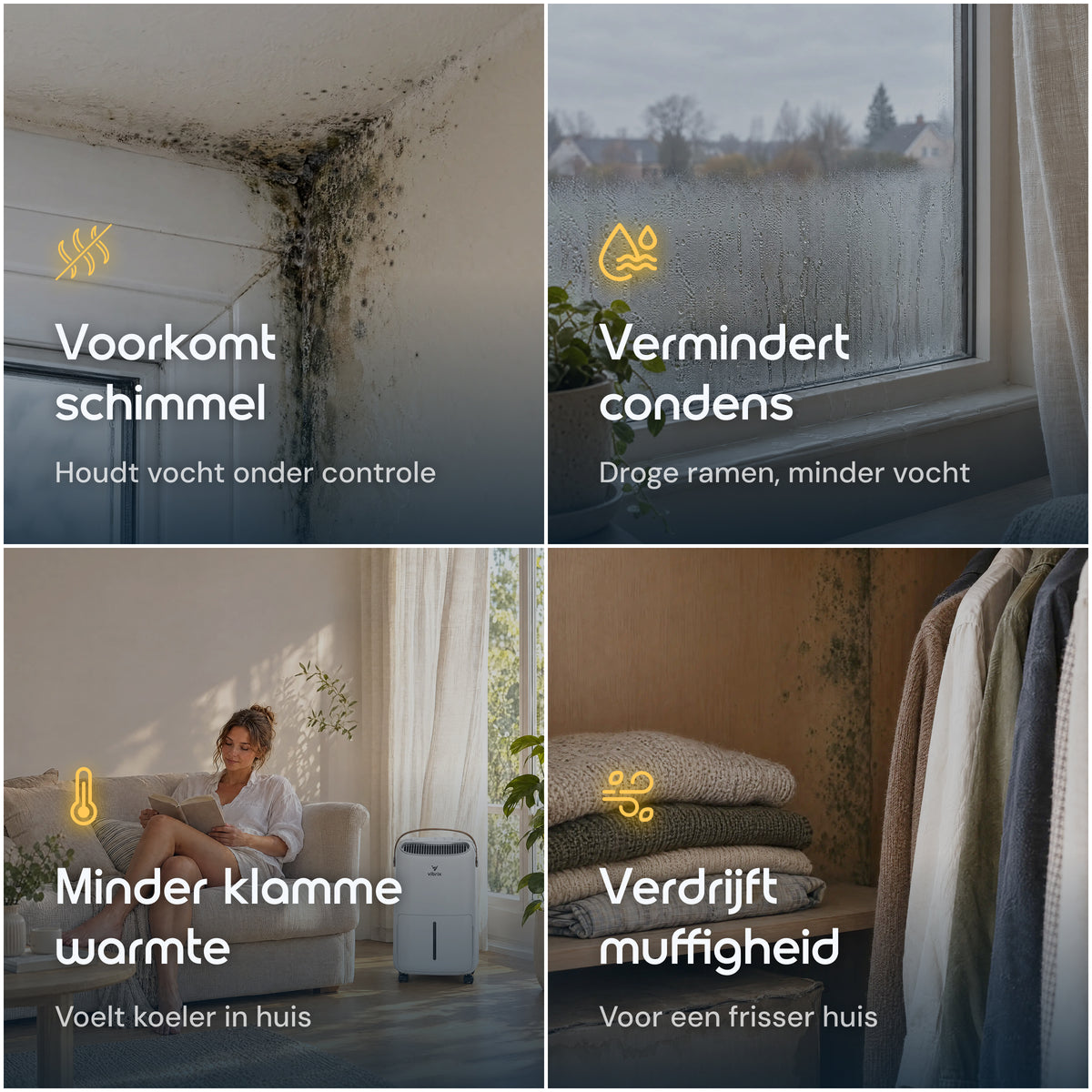 Vibrix DryFlow12 luchtontvochtiger tegen schimmel condens
