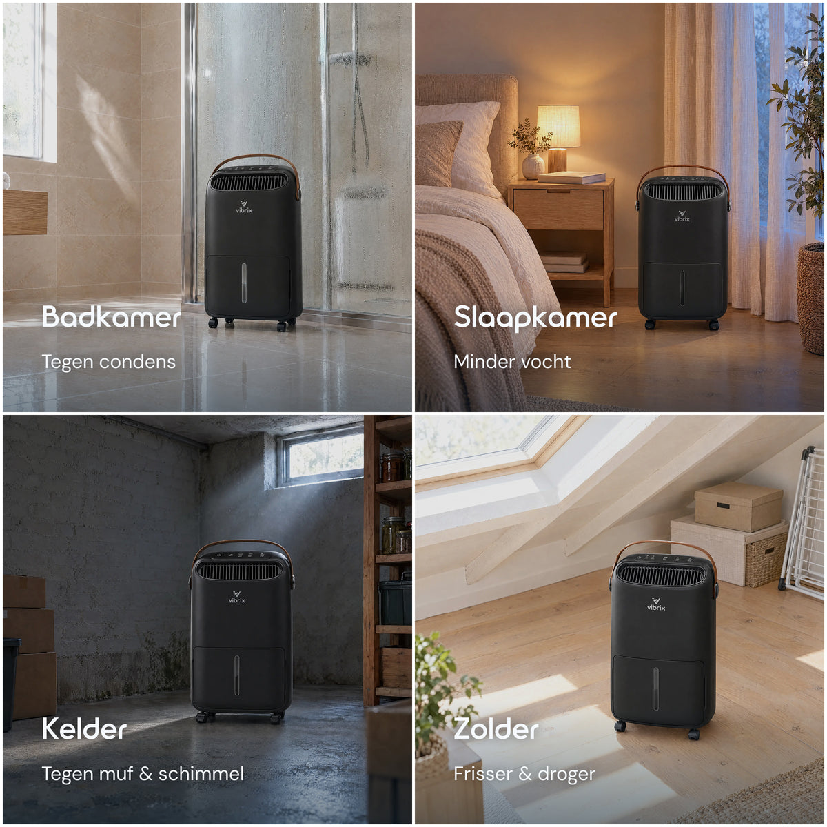 Vibrix DryFlow12 Pro luchtontvochtiger badkamer slaapkamer kelder zolder