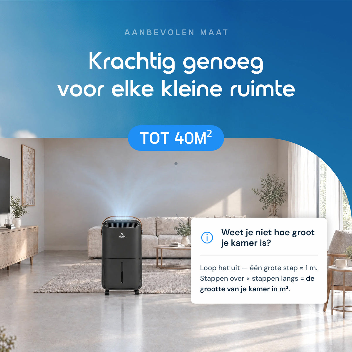 Vibrix DryFlow12 Pro luchtontvochtiger tot 40 m²
