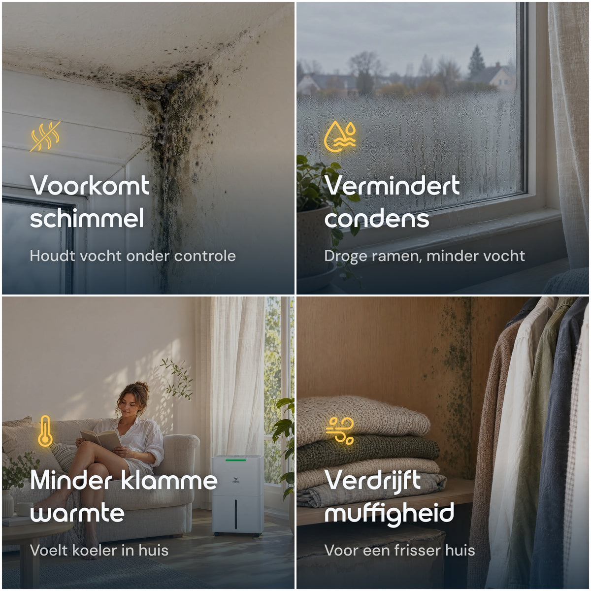 Vibrix DryFlow12 Pro luchtontvochtiger tegen schimmel condens