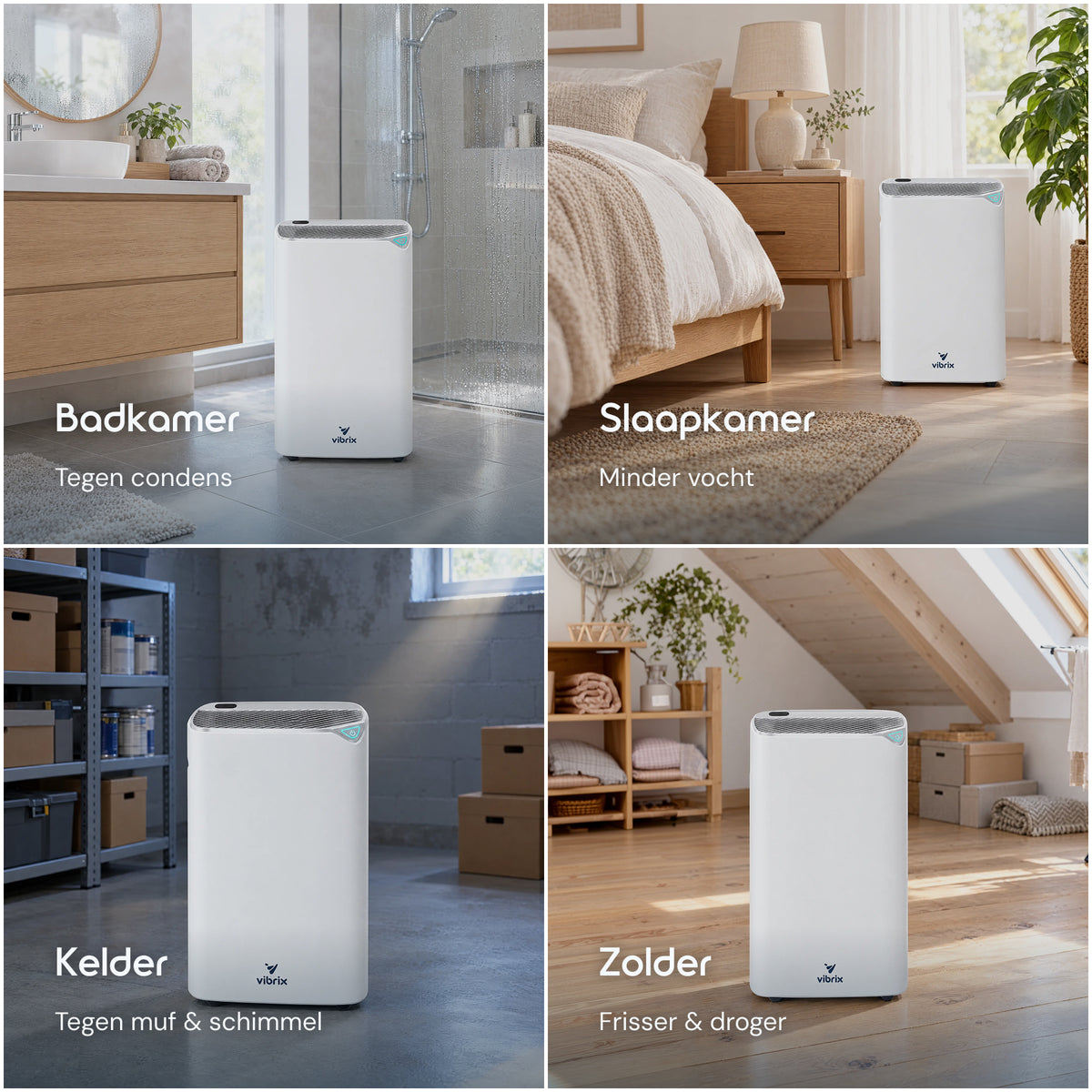 Vibrix DryFlow20 luchtontvochtiger badkamer slaapkamer kelder zolder