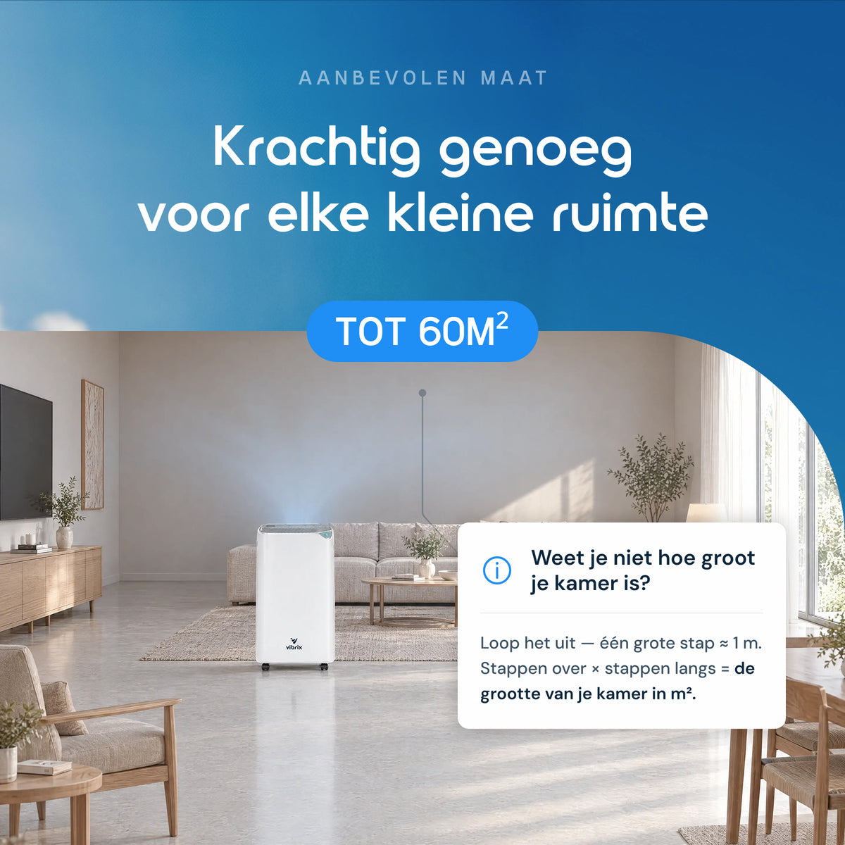 Vibrix DryFlow20 luchtontvochtiger tot 60 m²