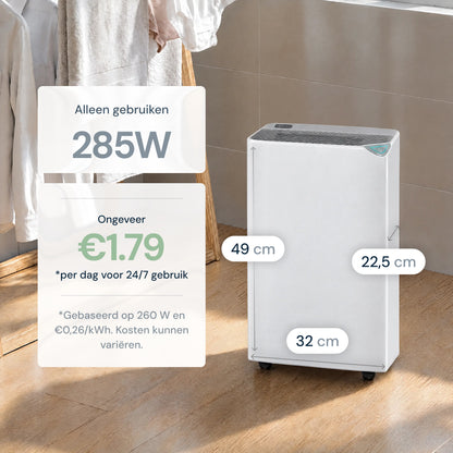 Vibrix DryFlow20 luchtontvochtiger energiezuinig afmetingen