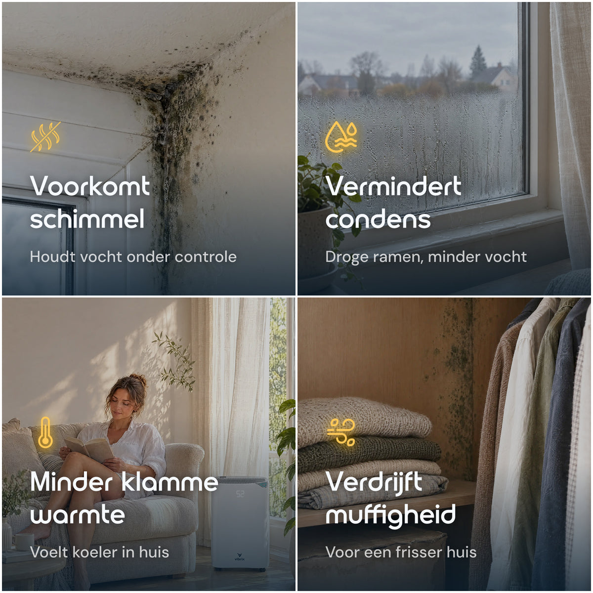 Vibrix DryFlow20 luchtontvochtiger tegen schimmel condens