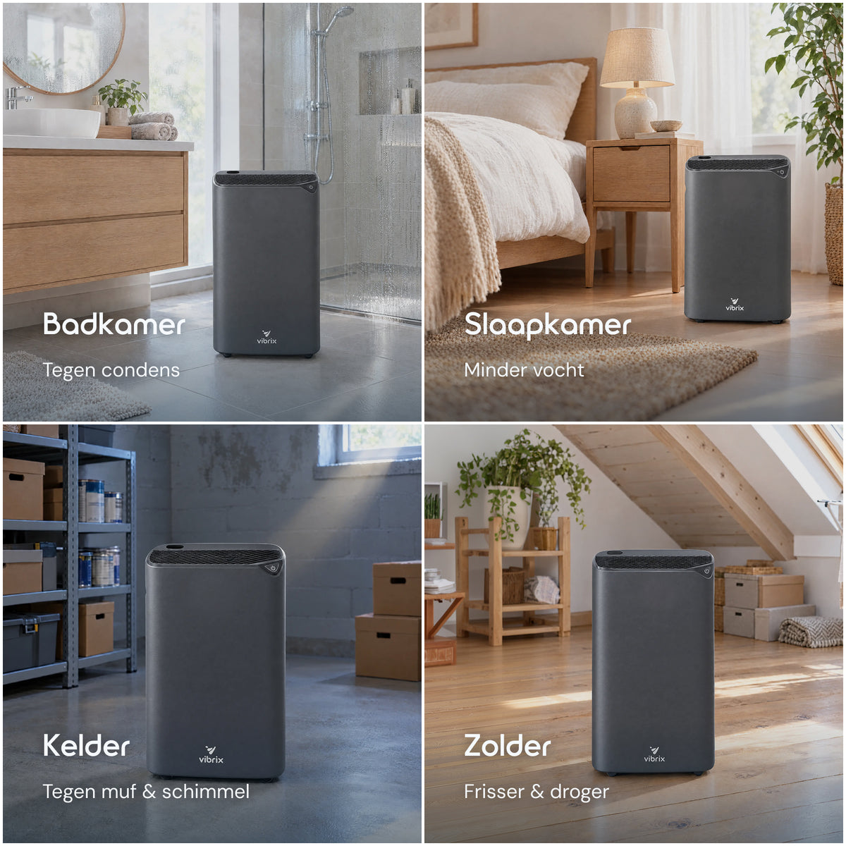 Vibrix DryFlow20 Pro luchtontvochtiger badkamer slaapkamer kelder zolder