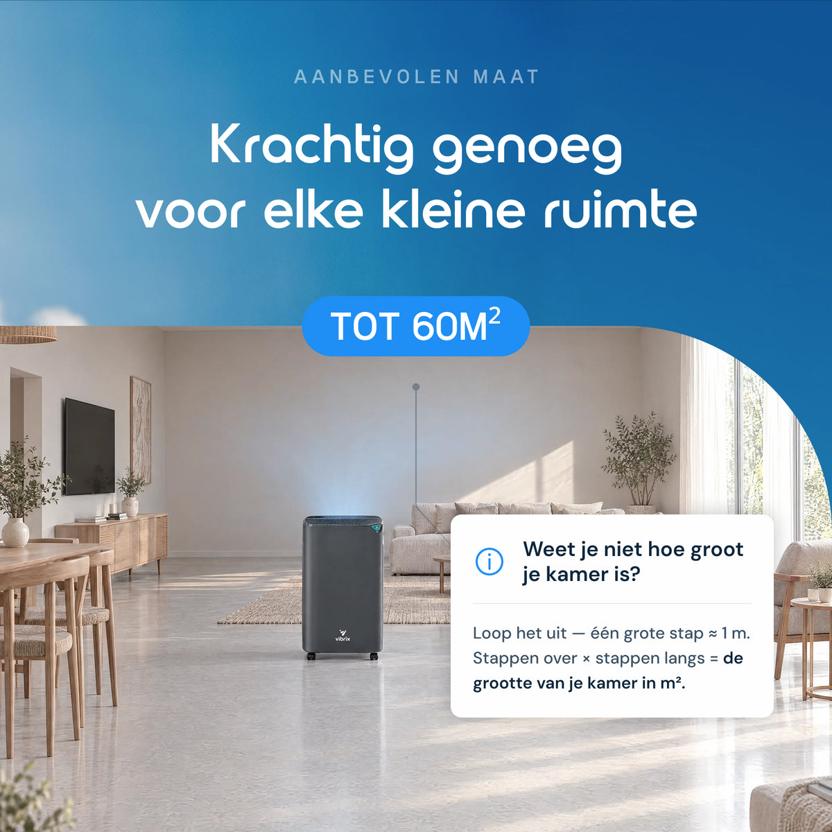 Vibrix DryFlow20 Pro luchtontvochtiger tot 60 m²
