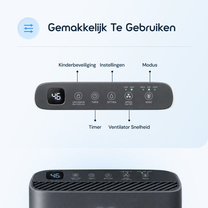 Vibrix DryFlow20 Pro luchtontvochtiger bedieningspaneel