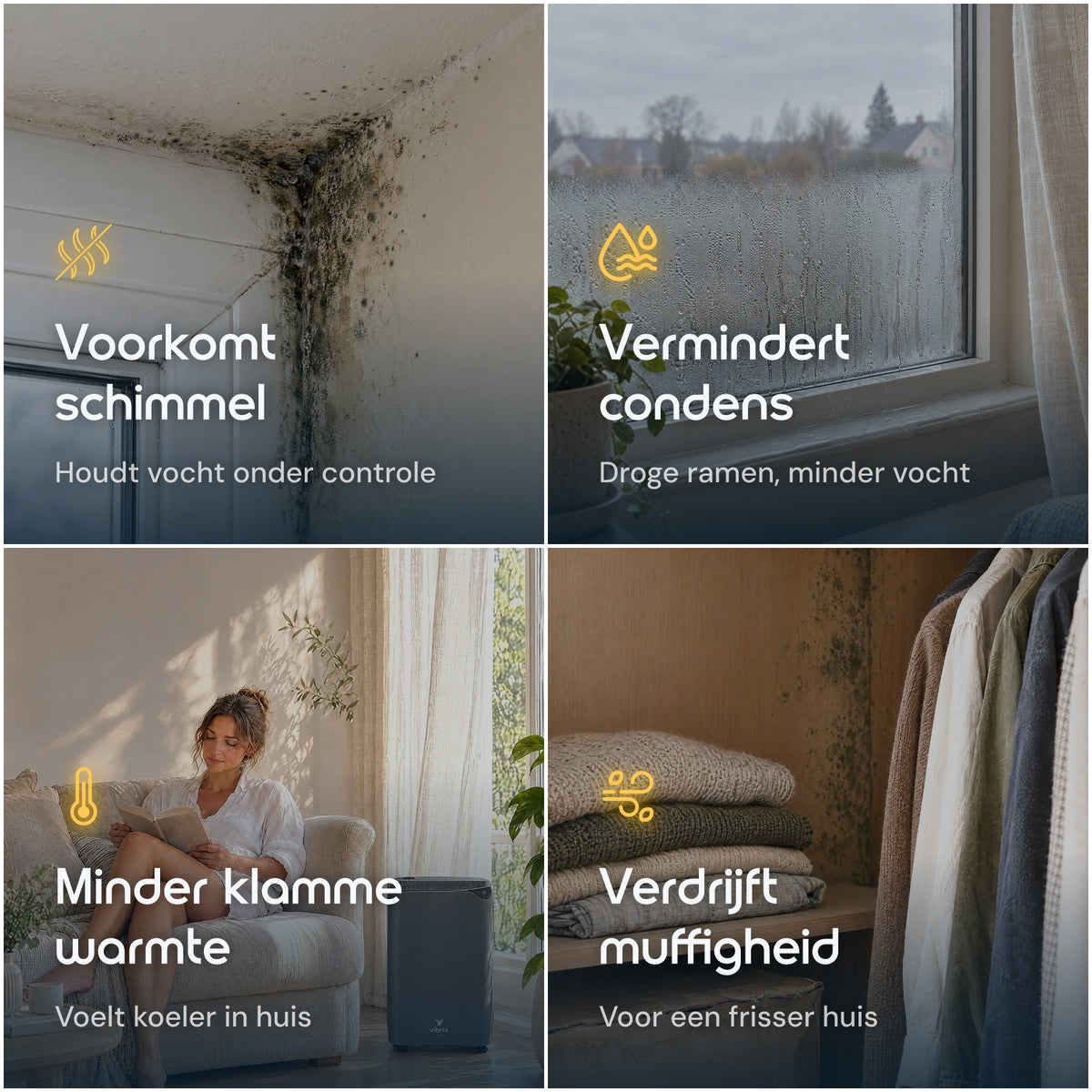 Vibrix DryFlow20 Pro luchtontvochtiger tegen schimmel condens