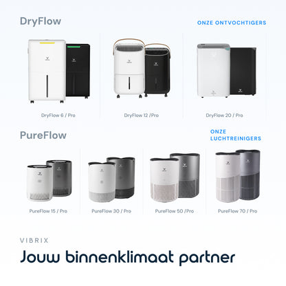 Vibrix DryFlow20 Pro luchtontvochtiger assortiment