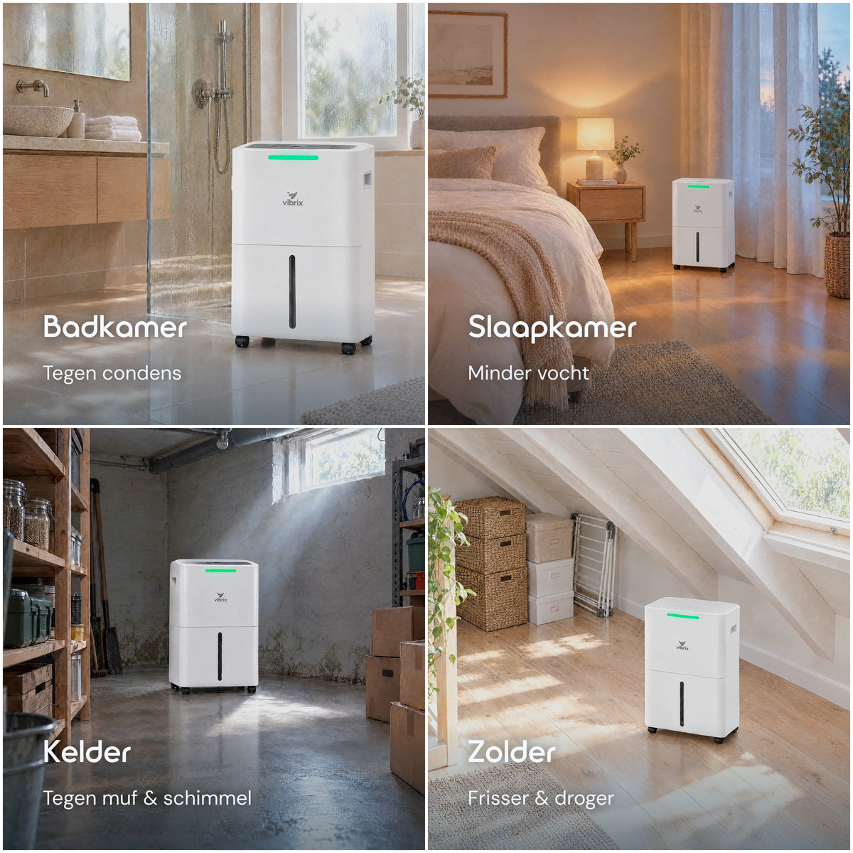 Vibrix DryFlow6 luchtontvochtiger badkamer slaapkamer kelder zolder