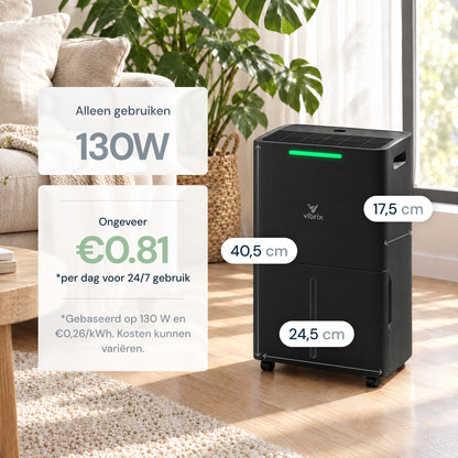Vibrix DryFlow6 Pro luchtontvochtiger energiezuinig afmetingen
