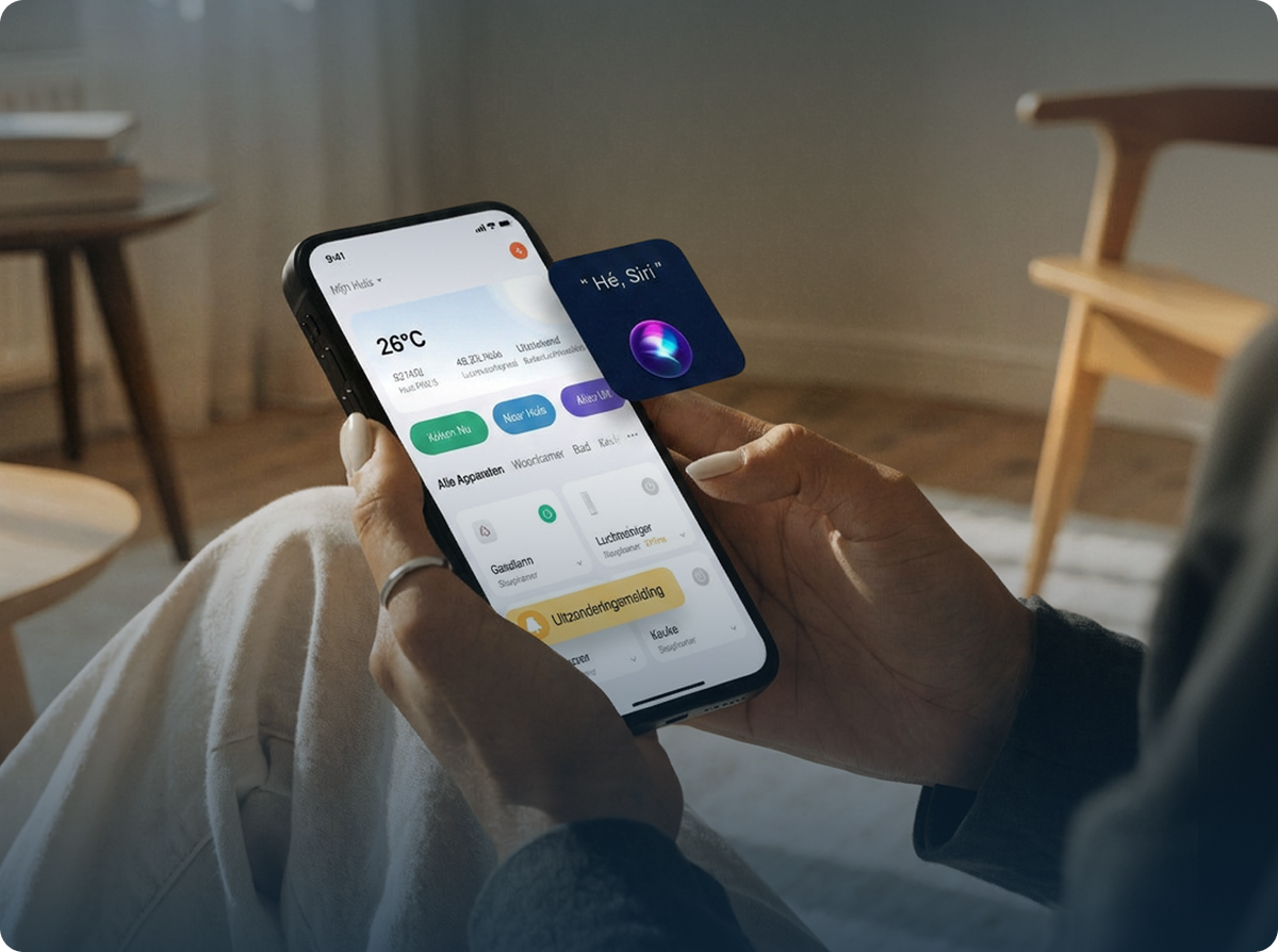 Vibrix luchtreiniger bedienen via de app op je smartphone, ook met spraakbesturing via Siri