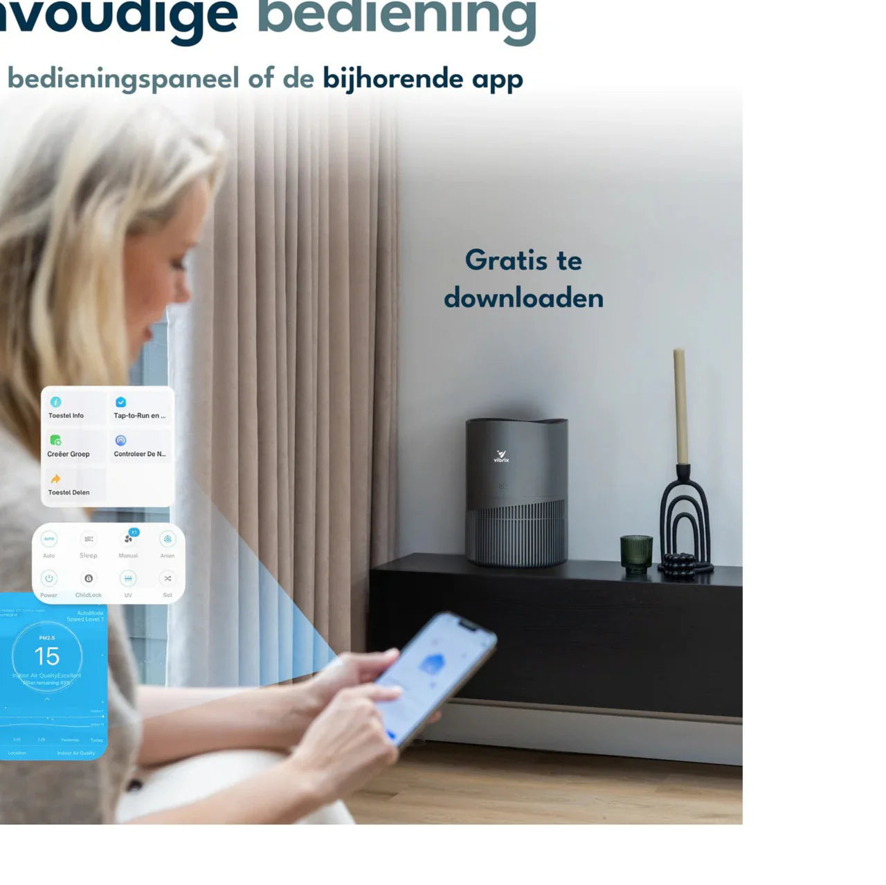 Vibrix PureFlow 50 Pro mobiele bediening