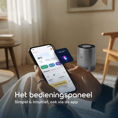 Vibrix PureFlow15 Pro luchtreiniger eenvoudig bedienen via de Vibrix app op je smartphone