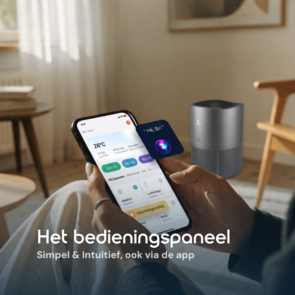 Vibrix PureFlow50 Pro luchtreiniger bediening via app