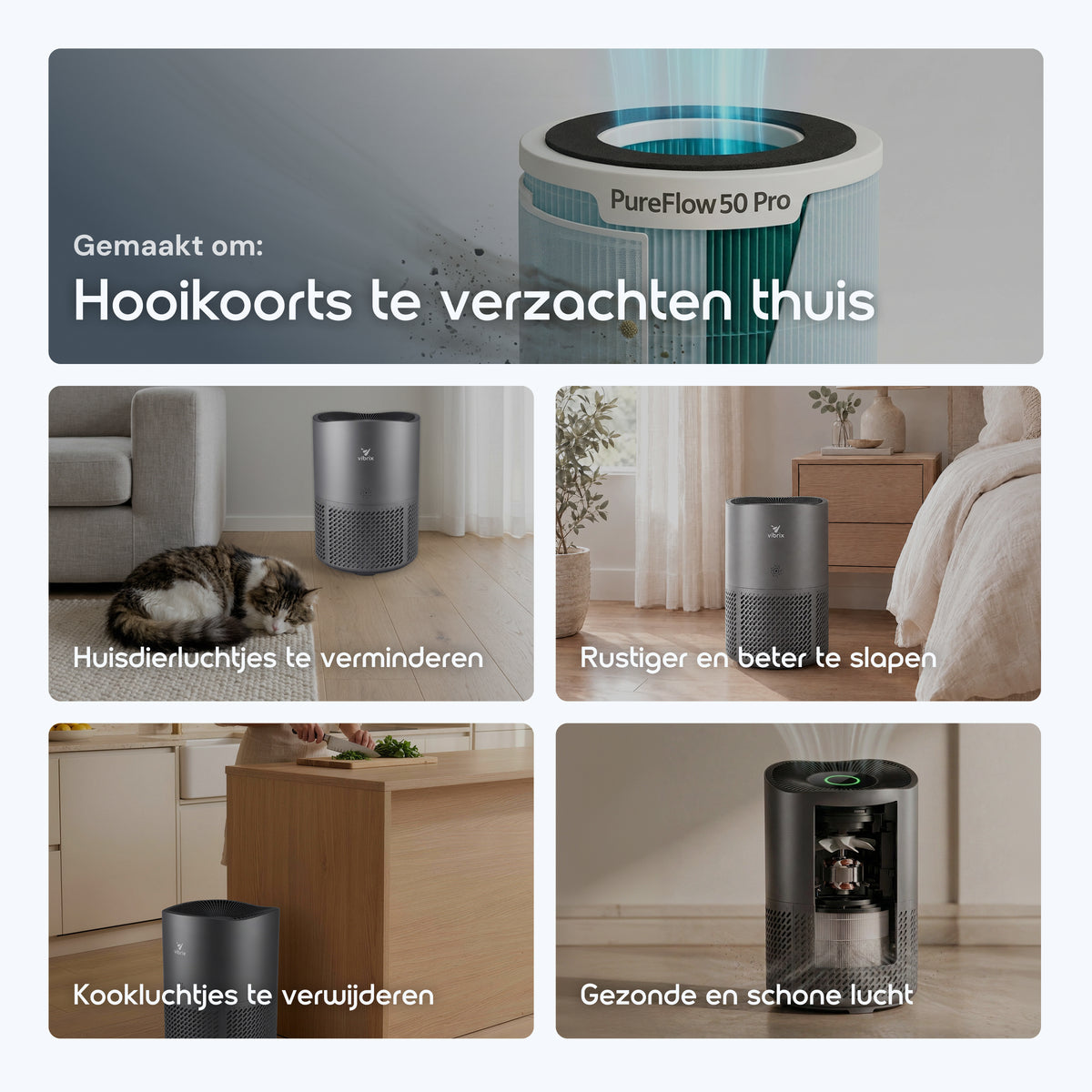 Vibrix PureFlow50 Pro luchtreiniger hooikoorts