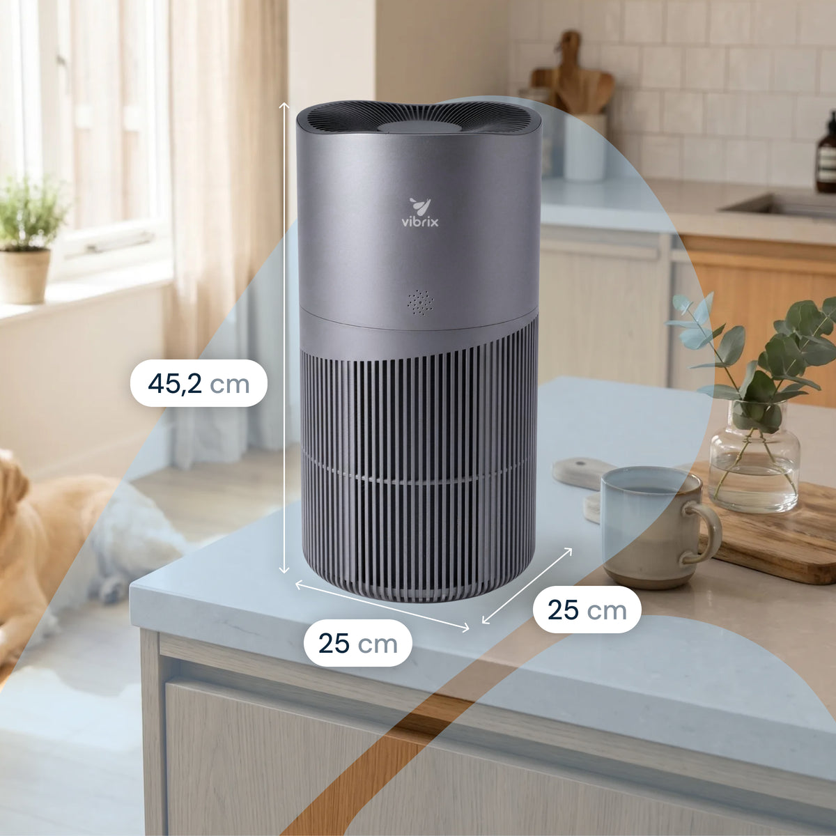 Vibrix PureFlow70 Pro luchtreiniger afmetingen