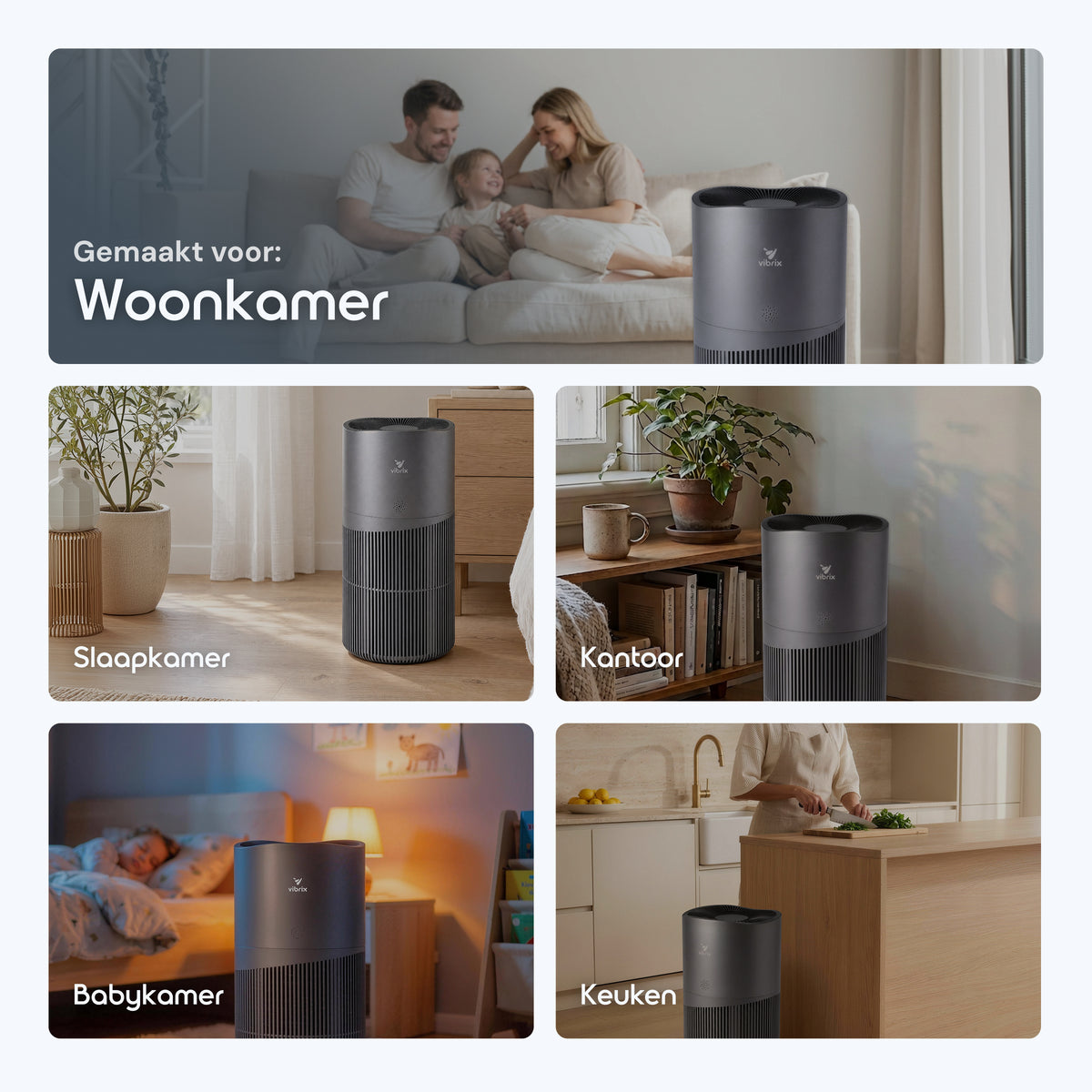 Vibrix PureFlow70 Pro luchtreiniger woonkamer slaapkamer kantoor