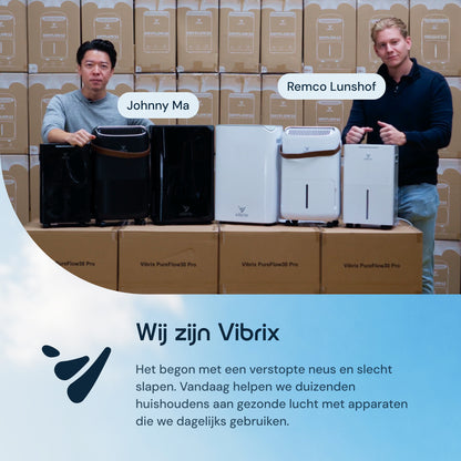 Vibrix PureFlow70 Pro luchtreiniger over Vibrix